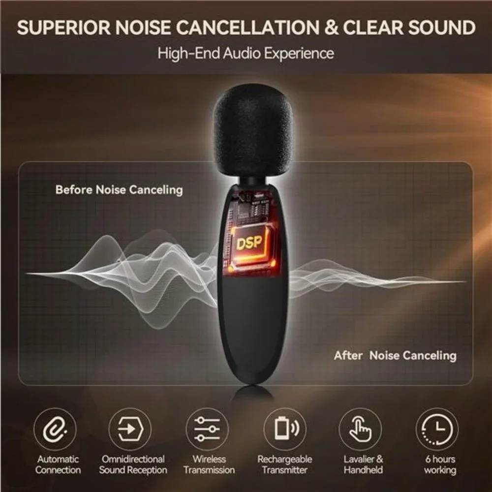 Wireless Lavalier Microphone,Professional Microphones ,with Noise Reduction
